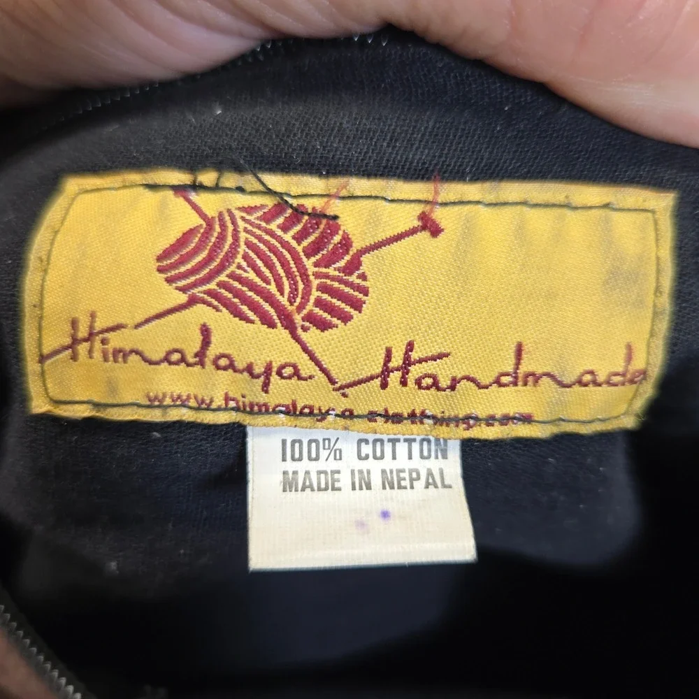 Himalaya Handmade Messenger Bag Brown Embroidered Cotton Boho Festival Nepal
